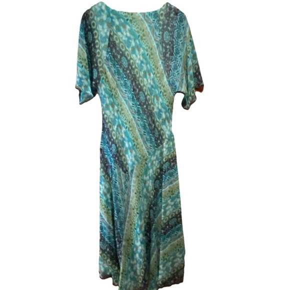 Lane Bryant Floral V-Neck Faux Wrap Midi Dress Blue 16 - Picture 3 of 11